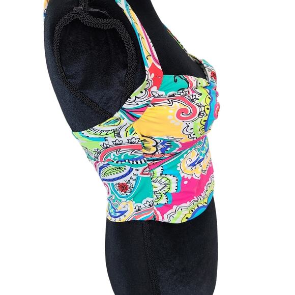 Anne Cole Tankini Top Womens Colorful Beachy Vacay Halter Swimwear Multicolor - Picture 2 of 11